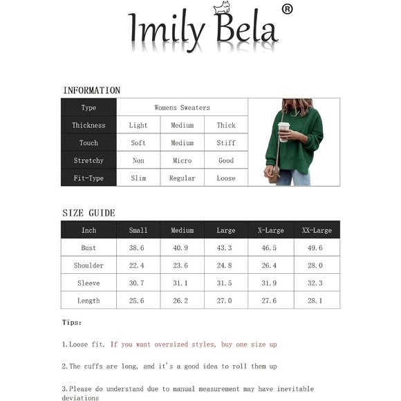 Womens Oversized Fall Slouchy Long Sleeve Ribbed Knit Side Slit Tunic Sweater - Picture 5 of 5